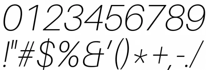 Aileron Thin Italic Font OTHER CHARS