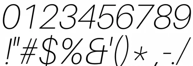 Aileron Thin Italic Font OTHER CHARS