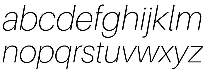 Aileron Thin Italic Font LOWERCASE