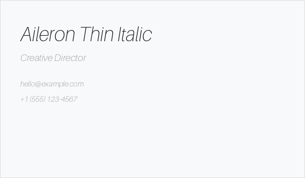 Aileron Thin Italic Business Card