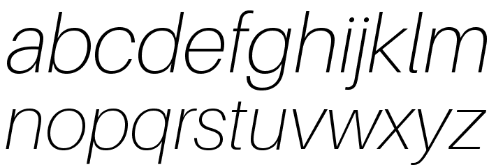 Aileron Thin Italic Font LOWERCASE
