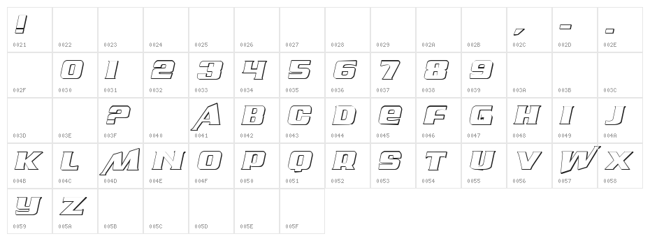 Air Millhouse Outline Character Map