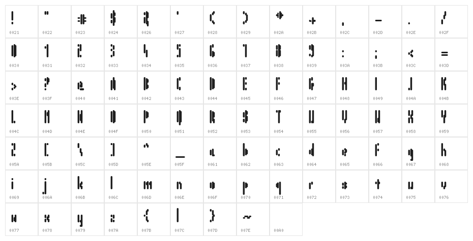 Air in Space Character Map