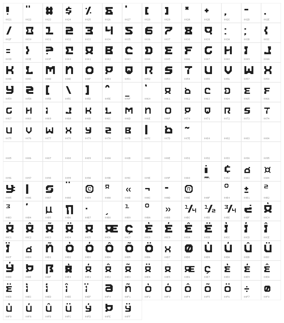 Airacobra Light Character Map