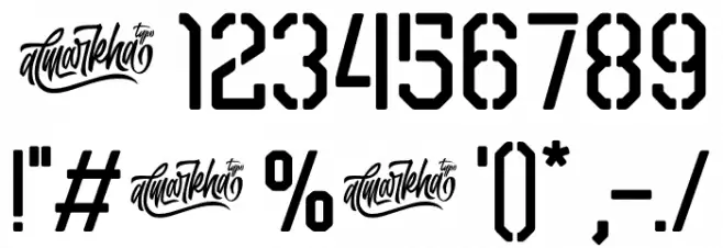 Airborne 86 Stencil Font OTHER CHARS