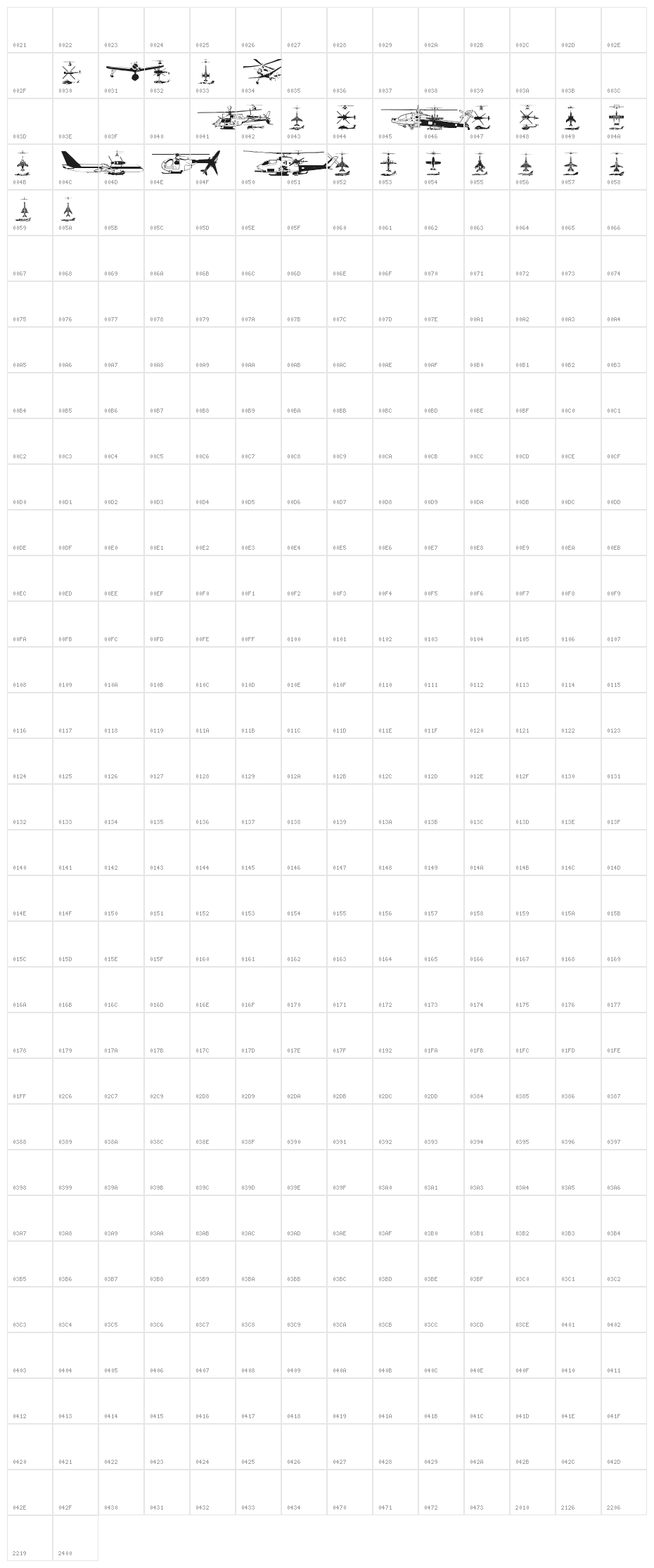 Aircraft1 Character Map