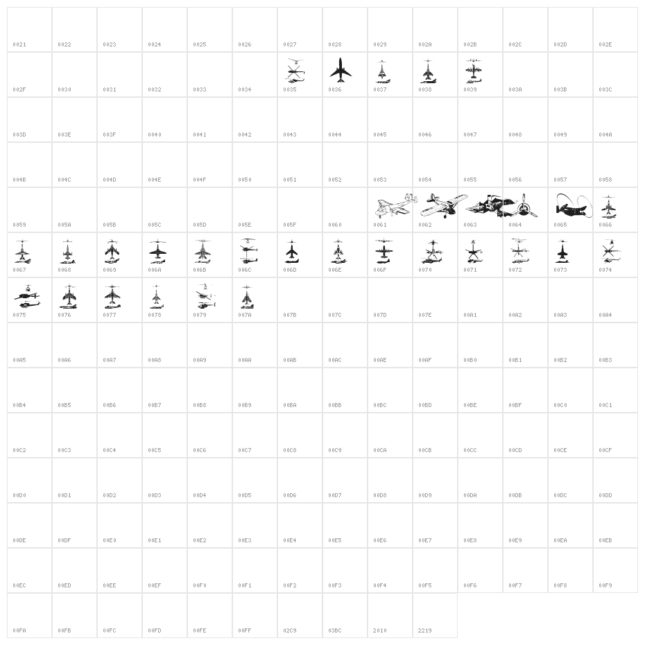Aircraft2 Character Map
