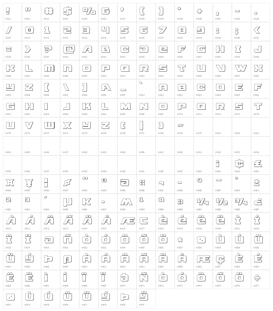 Aircruiser Outline Character Map