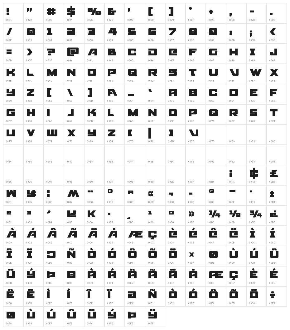 Aircruiser Regular Character Map