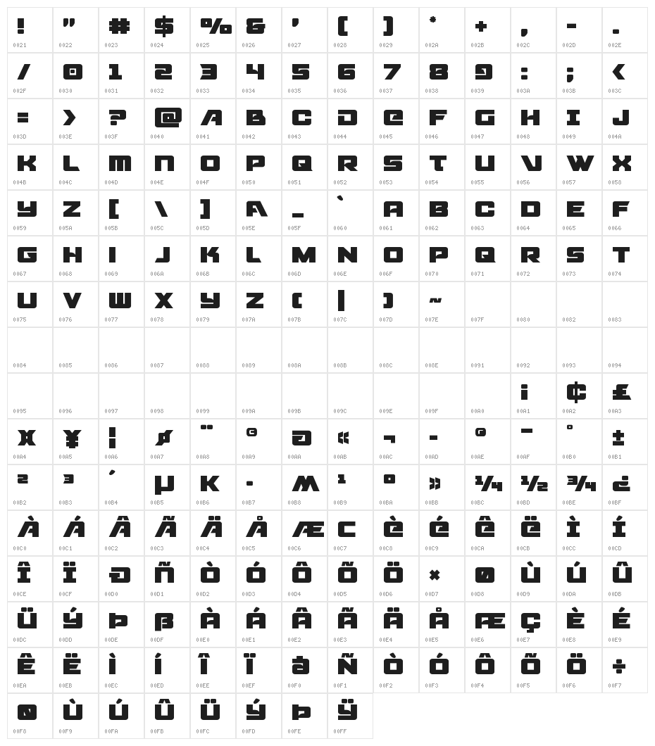 Aircruiser Title Character Map