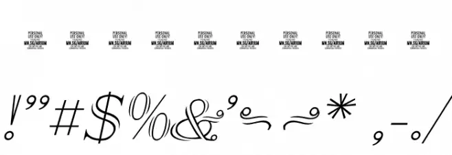 Airium Italic PERSONAL USE ONLY Regular Font OTHER CHARS