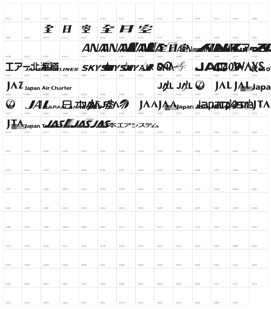 Airline Logo v2 Character Map