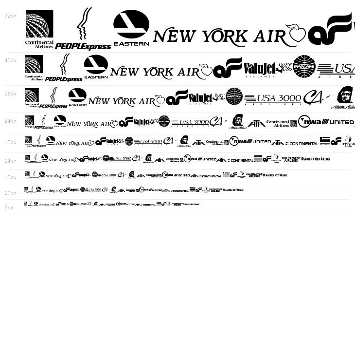Airline Logos Past and Present Waterfall