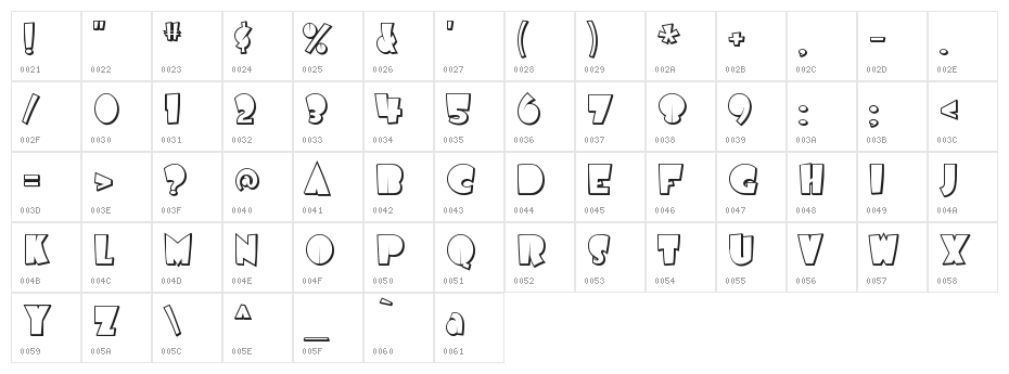 Airmole Shaded Character Map