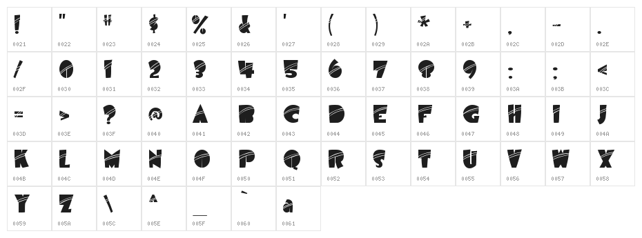 Airmole Stripe Character Map
