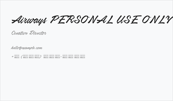 Airways PERSONAL USE ONLY Business Card