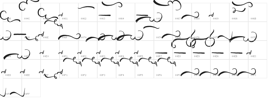 Aisy Khadijah Swashed Character Map