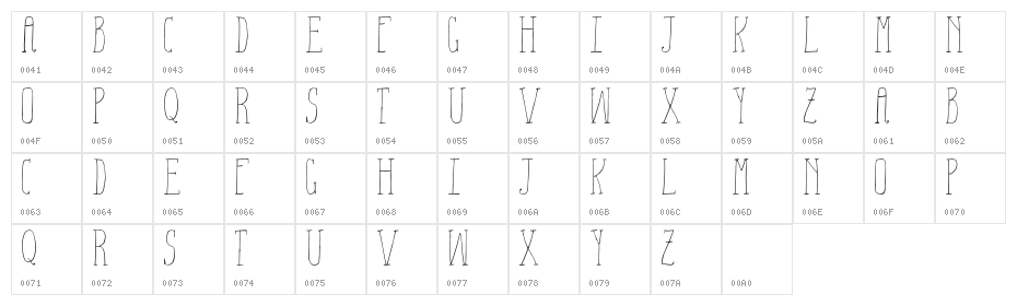 Aiza Shine Serif Demo Character Map
