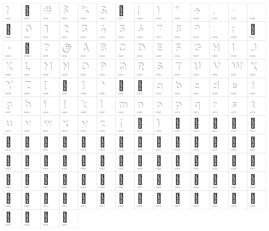 airment Regular Character Map