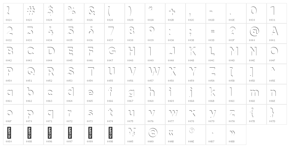airment Regular Character Map