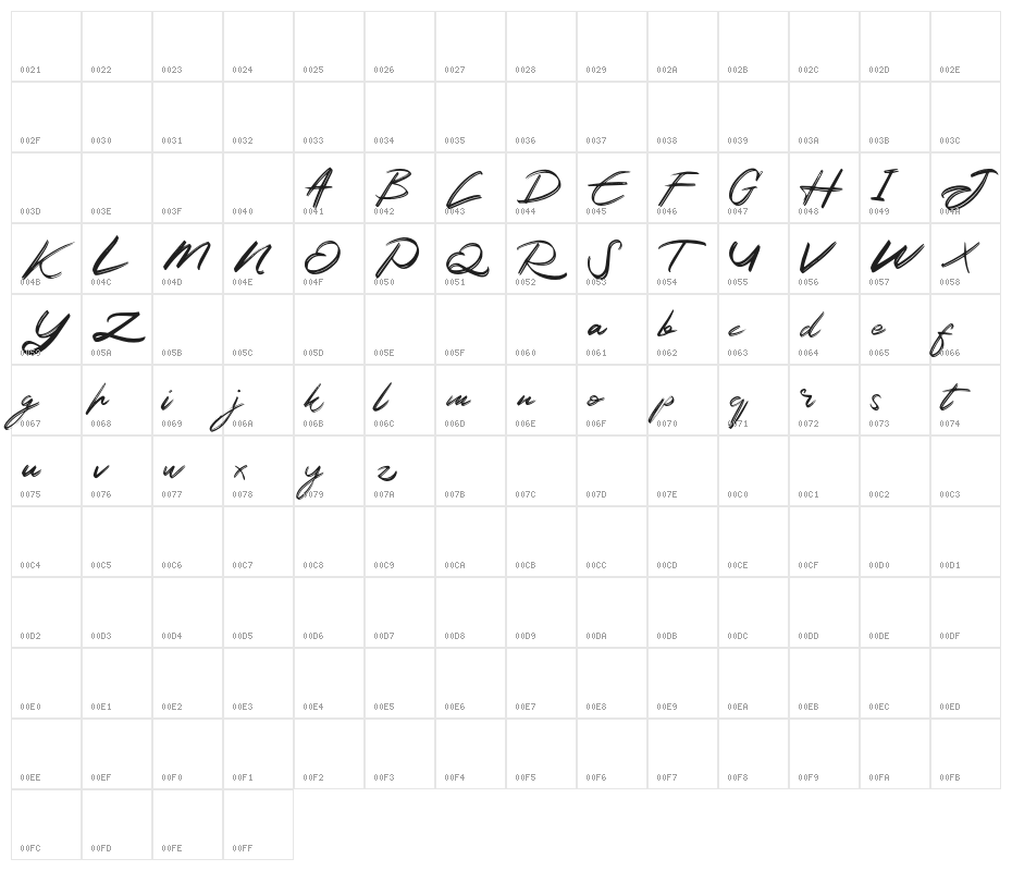 AkodFREE Character Map