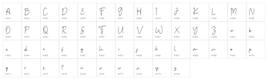 Aku Cinta Regular Character Map