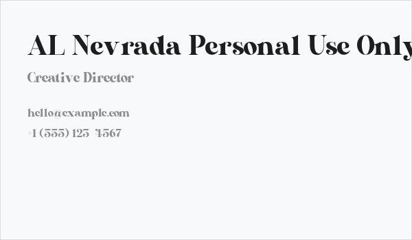 AL Nevrada Personal Use Only Business Card