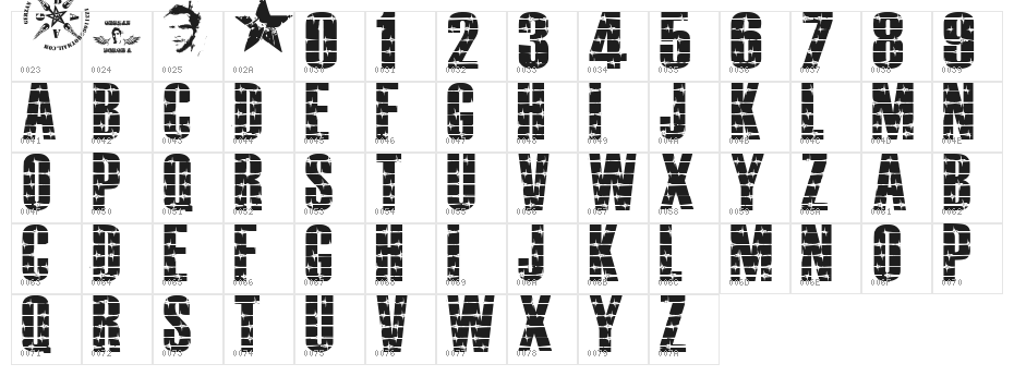 ALAMBRADO INFERNAL Character Map
