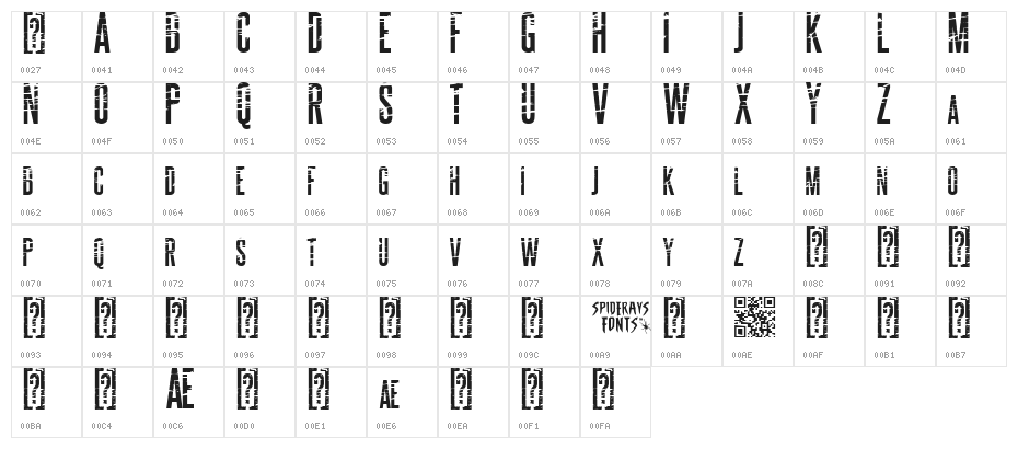 ALCATRAZ Character Map