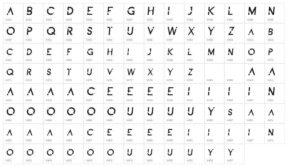 ALDITH DEMO Italic Character Map