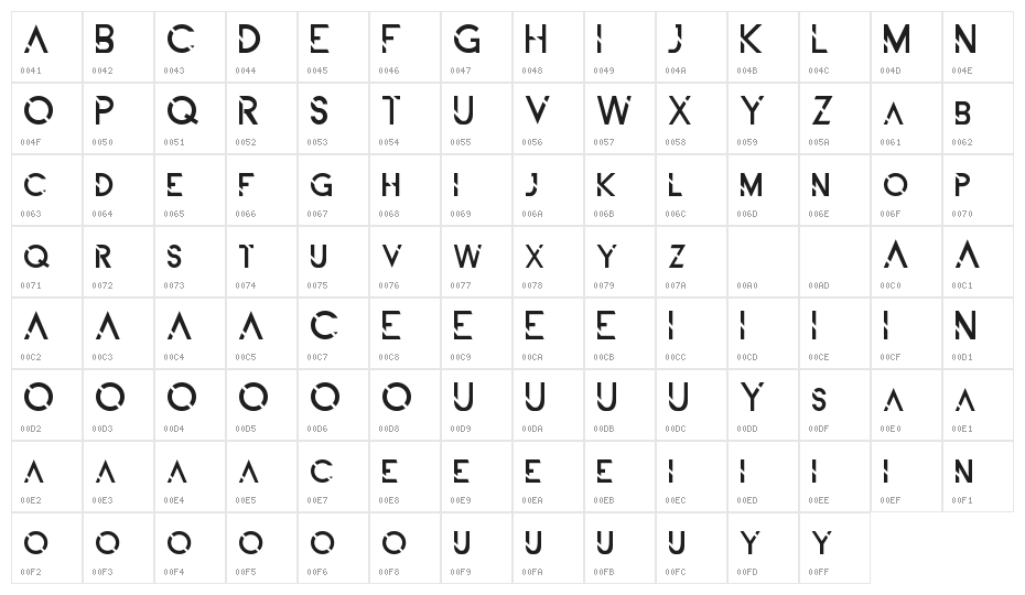 ALDITH DEMO Character Map