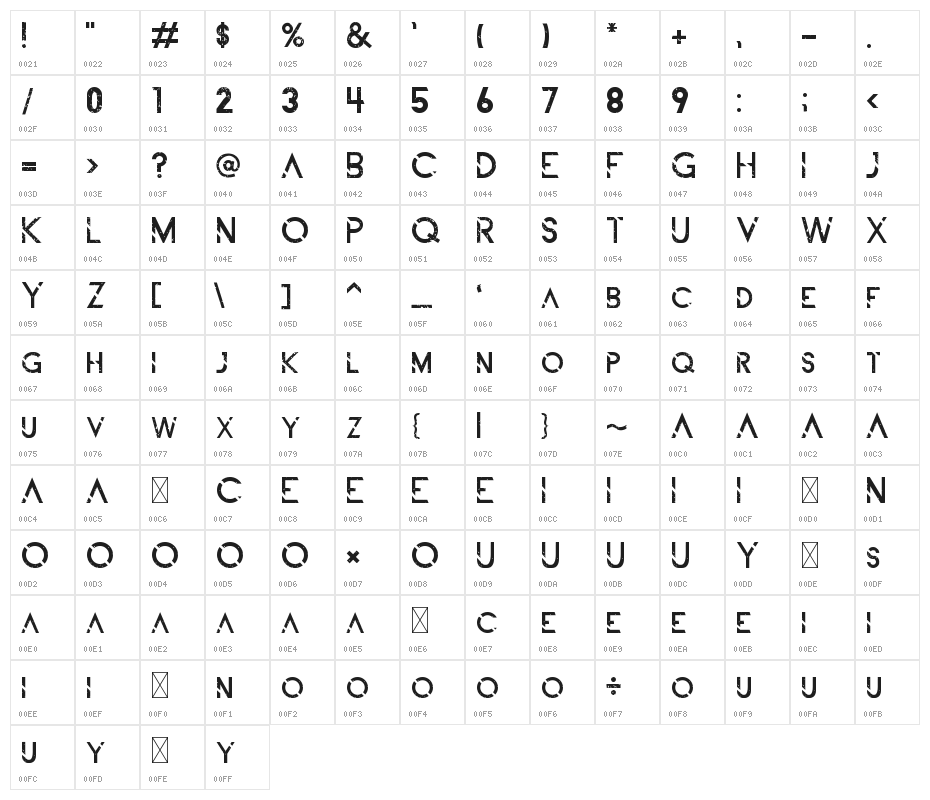 ALDITH Grunge Character Map