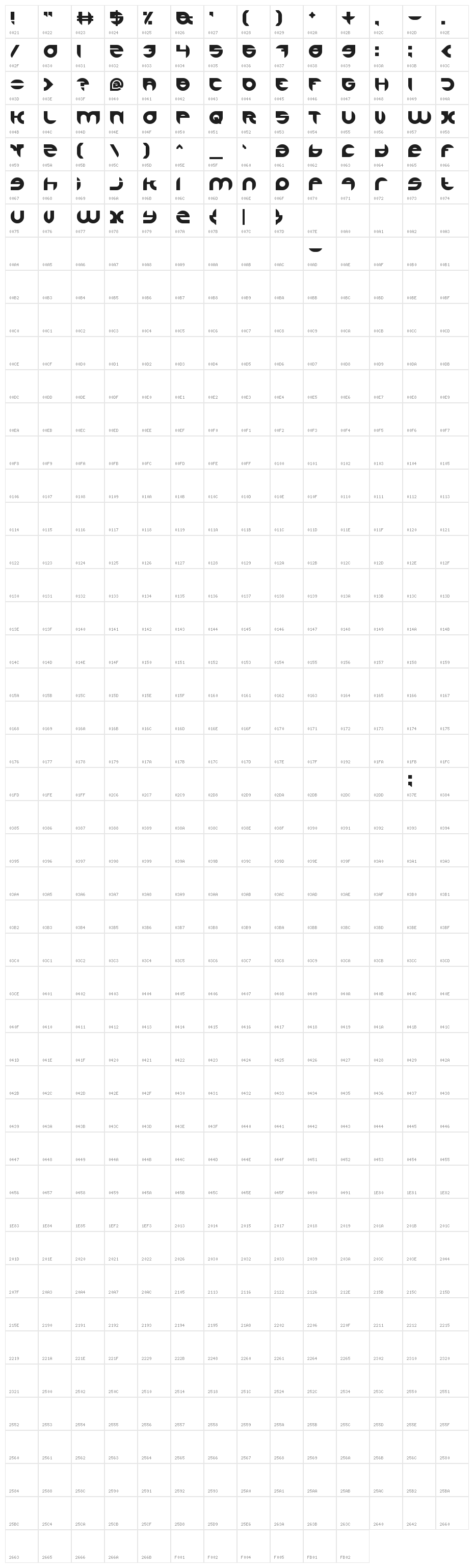 ALEXANDRA Bold Character Map