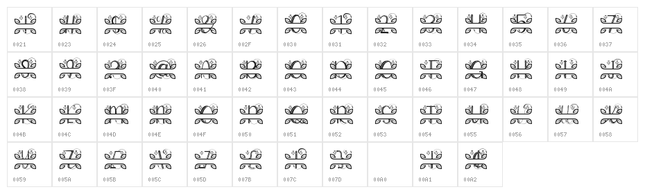 ALINDA MONOGRAM Character Map