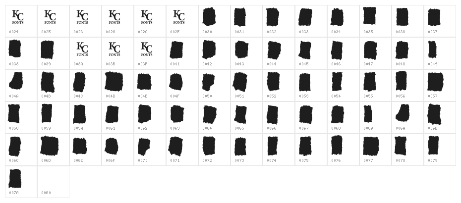 ALL AGES DEMO Bold Character Map