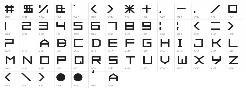ALPHA  Bold Character Map
