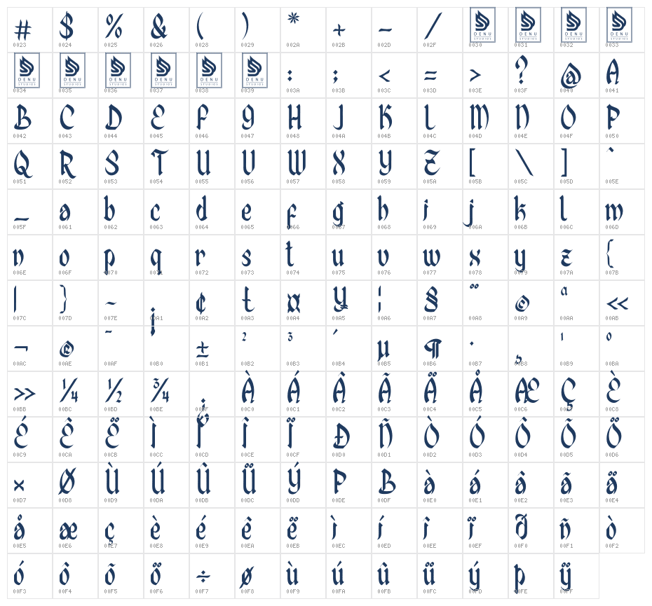 Al Bahjah Character Map