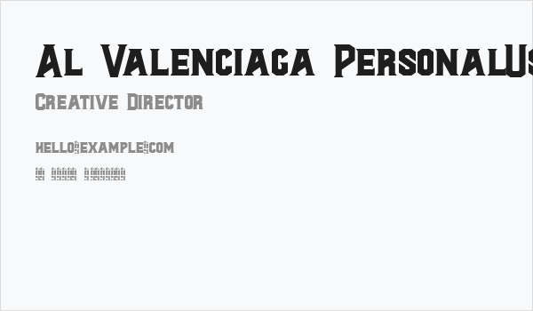 Al Valenciaga PersonalUseOnly Business Card