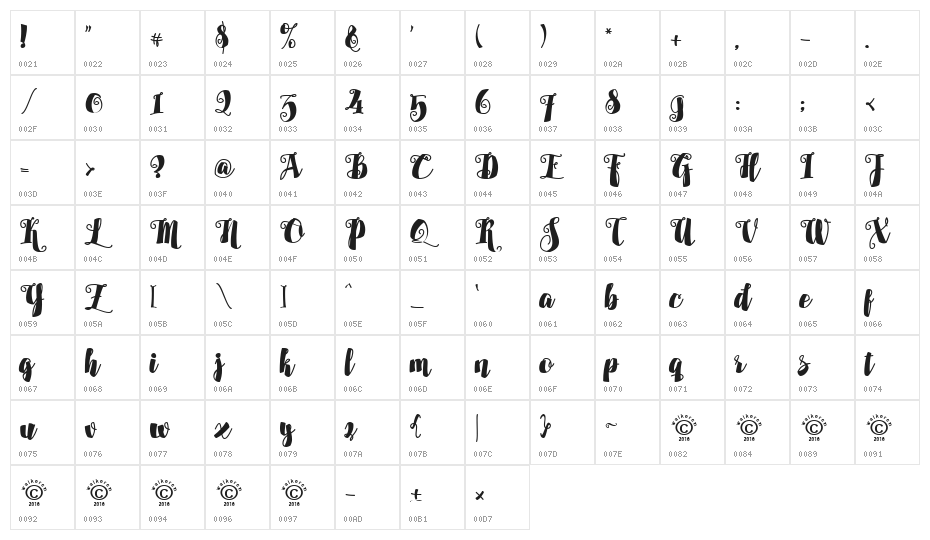 Alamark Lite Free Character Map