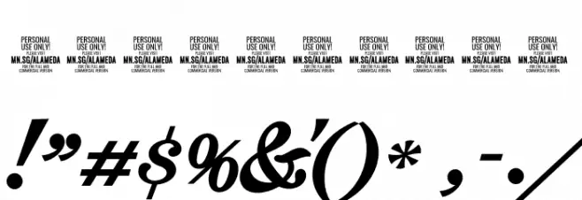 Alameda Script PERSONAL USE Regular Font OTHER CHARS