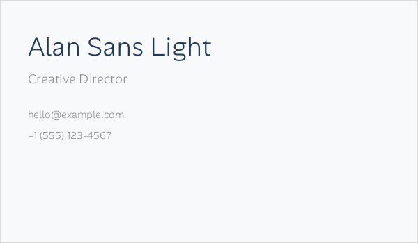 Alan Sans Light Business Card