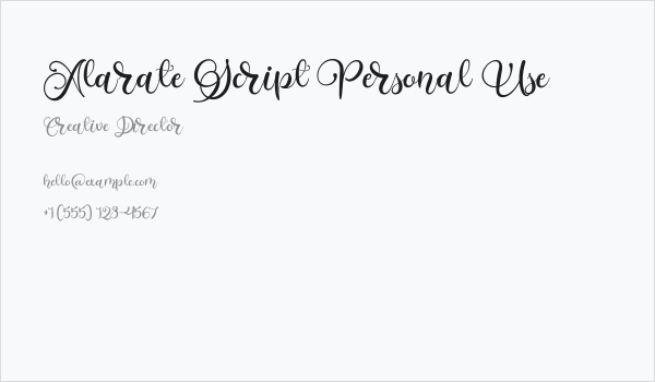Alarate Script Personal Use Business Card
