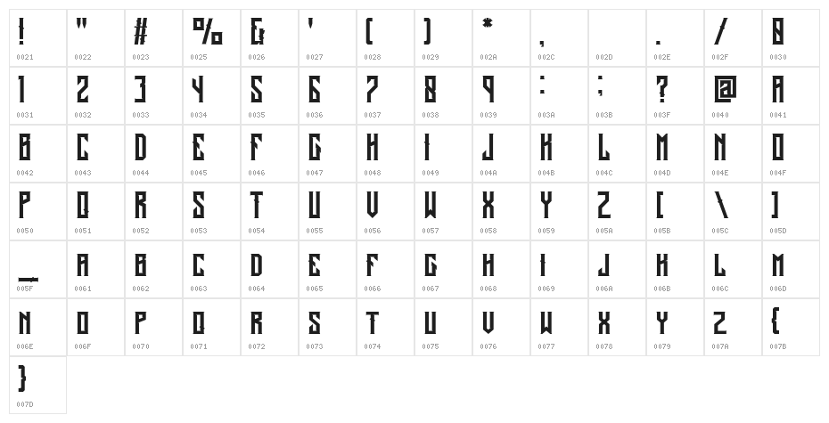 AlardoDemo-Regular Character Map
