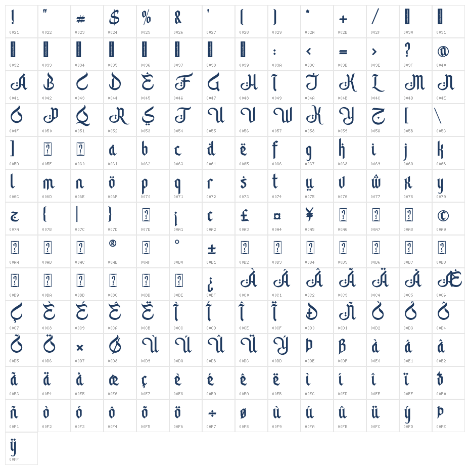 Albaik alt01 Character Map