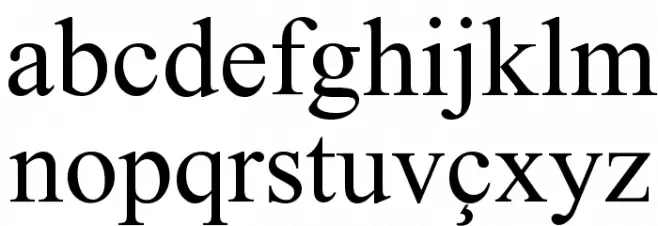 Albanian फ़ॉन्ट लोअरकेस