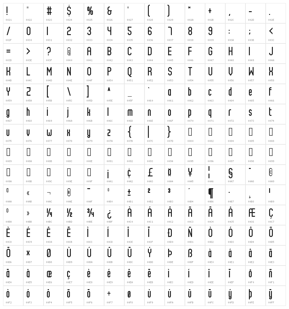 AlbasSans-Regular Character Map
