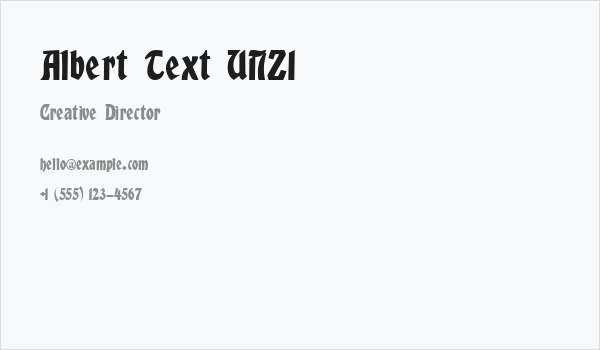 Albert Text UNZ1 Business Card