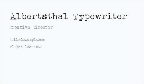Albertsthal Typewriter Business Card