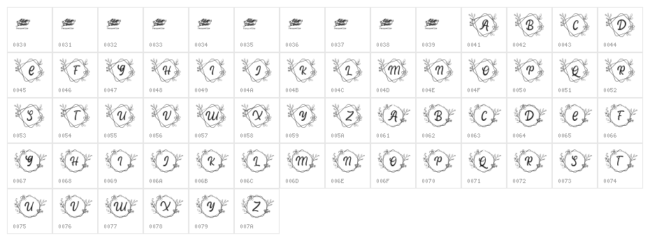 Alche Monogram Regular Character Map