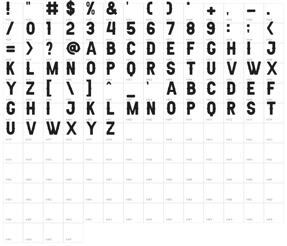 AldivaroRoundedDemo-Rounded Character Map